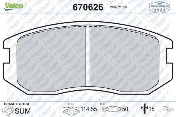 VALEO 670626 On Fren Balatasi  Mitsubishi Colt 88>05/Lancer 88>03/Mirage 91>99/Daihatsu Terios 1.3/1.5 05>